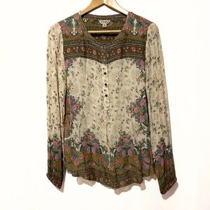 Lucky Brand Women's Floral Long-Sleeve Blouse - Size Medium